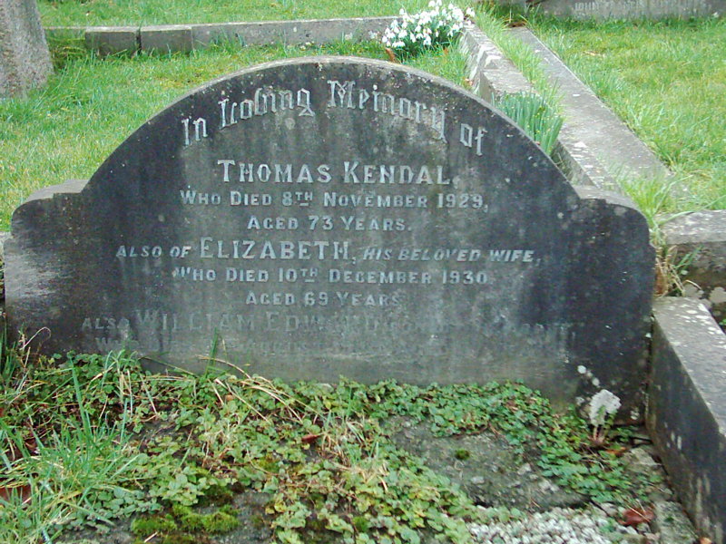 Thomas's gravestone at Kendal Cemetery